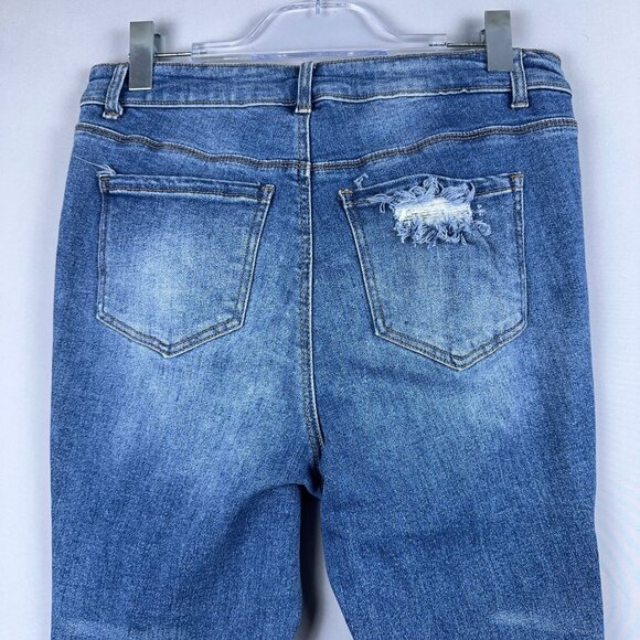 Wax Jean Womens Skinny Jeans Size 14 Distressed 90187XL High Rise Stretch Blue - Picture 4 of 13